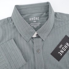 NEW Rhone Commuter Slim Fit Button Down Pine Wide Stripe Long Sleeve Mens L