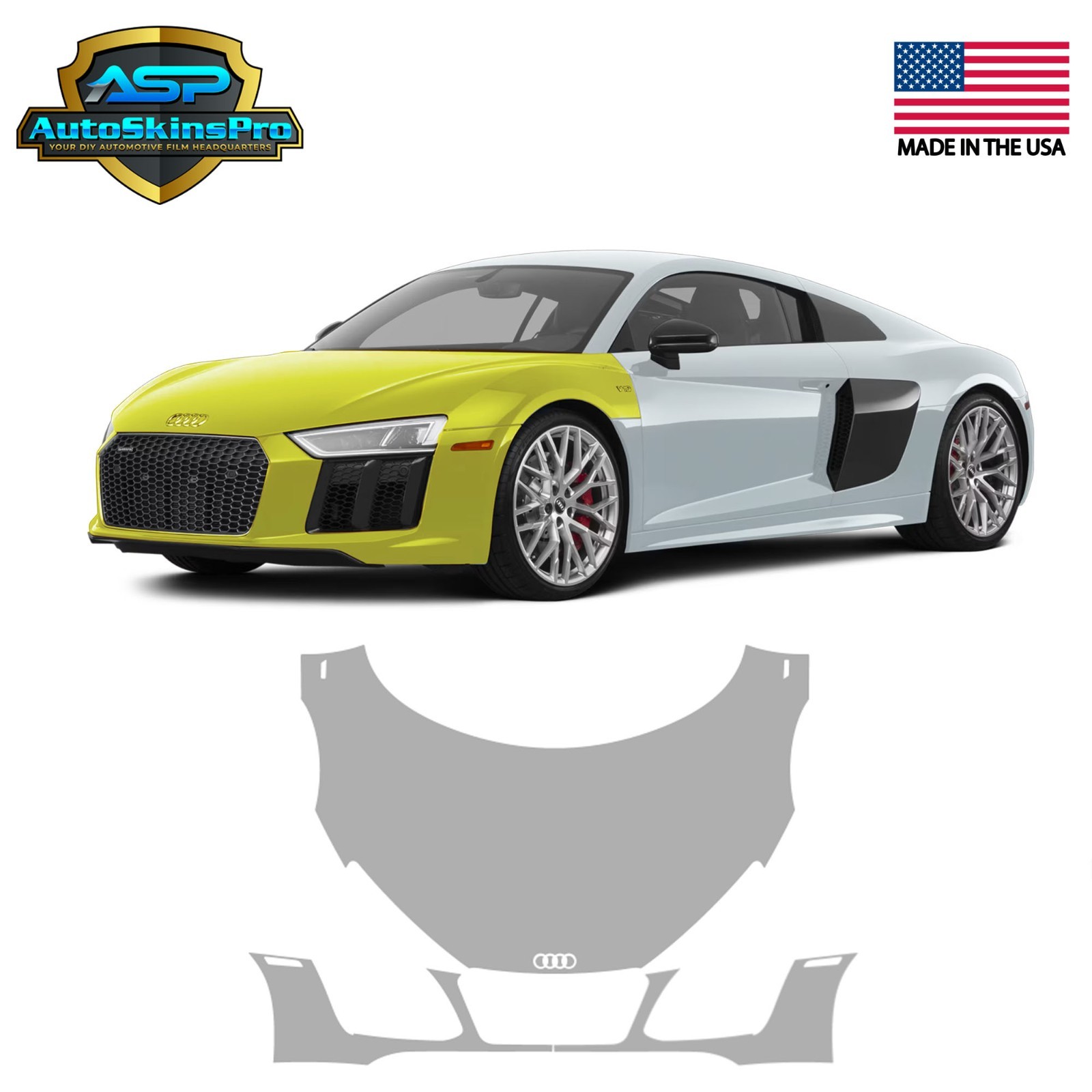 Precut Paint Protection Film (PPF) for 2014-2015 Audi R8 Front Bumper & Hood