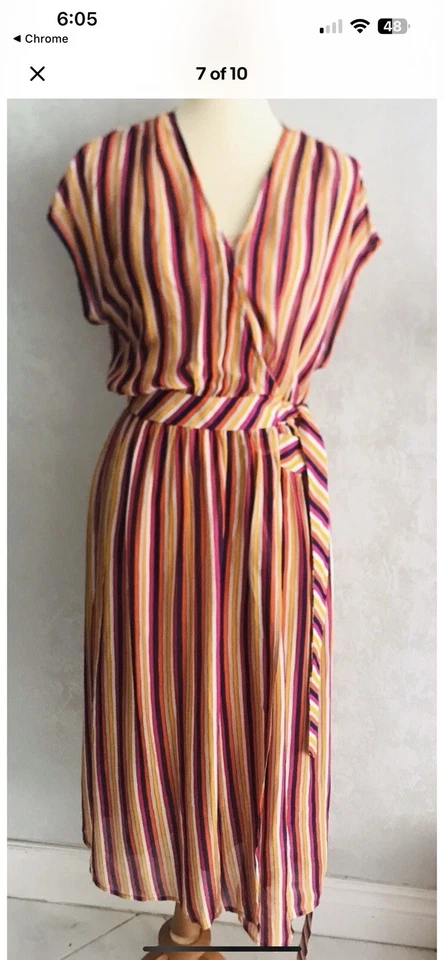 NUEVO TRINA TURK Multicolor California Rayas Soñar Chiapas Vestido Envolvente Talla 12 Foto 3 de 4