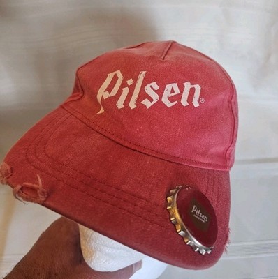 Pilsen Beer Costa Rica Strapback Hat Red With Bottle Cap Opener