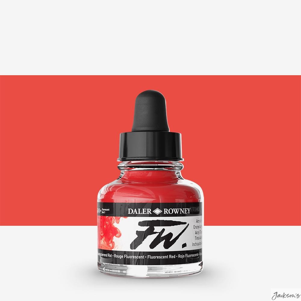 Daler-Rowney FW Artists' Ink Acrylic 29.5ml Fluorescent Red For Airbrush Art