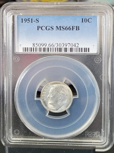 1951-S Roosevelt Dime-PCGS MS 66 FB