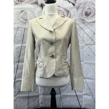 Basler Blazer Jacket Size Size 10 Cream Beige Ruched Pockets Occasion Wedding