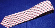 BROOKS BROTHERS RED/WHITE/BLACK CROSS STRIPED SLIM TIE - COTTON/SILK/LINEN .