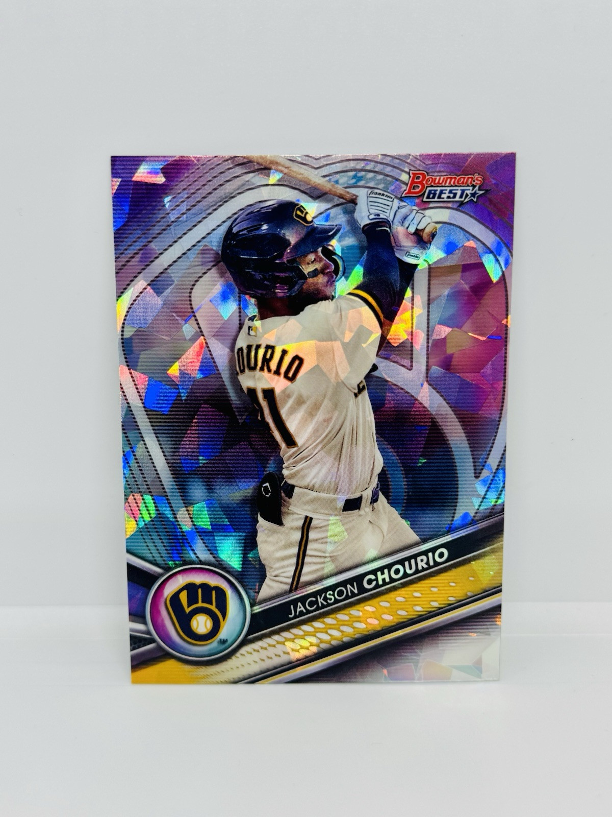 2022 Bowman's Best JACKSON CHOURIO Top Prospects Atomic Refractor Brewers #TP-19