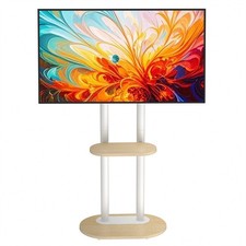 Double-Pole Floor TV Stand for 40-75 inch Flat LCD LED Screen TVs w/ Heavy Base