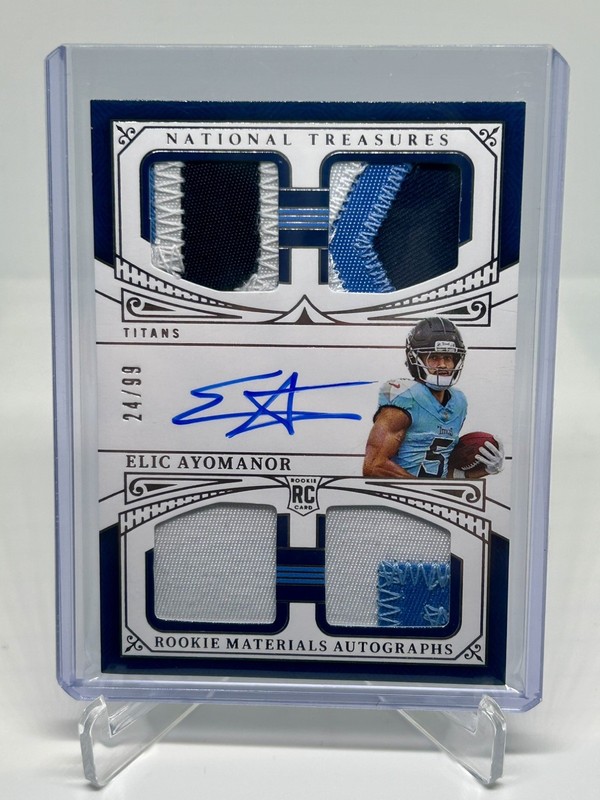 2025 National Treasures Elic Ayomanor Quad Rookie Patch Auto RPA RC /99