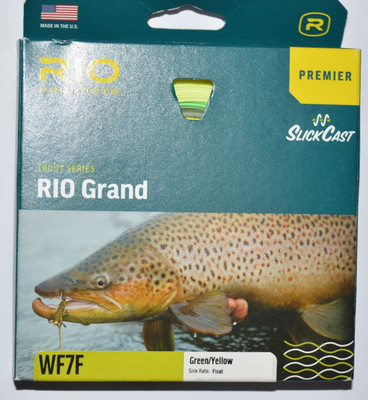 rio grand trout series slickcast fly line green/yellow wf7f 90' flyfishing float