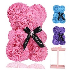Rose Bear, Rose Teddy Bear, Rose Flower Bear for Valentine's Day, Pink