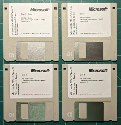 Microsoft MS-DOS 6.22 - Installer Floppy Disks - 3.5" 1.44MB - DOS 6.2