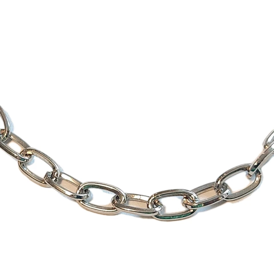 Silver Plated 7.25" Large Cable Chain Bracelet Soft Lightweight FREE RING Size 6 - Image 3 of 4
