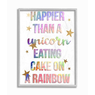 Happier Than Unicorn Eating Cake on Rainbow Quote, Designed by Daphne Polsell...