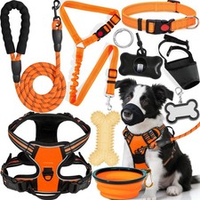 No Pull Dog Harness Adjustable Collar  Leash Set - Dog Halter Harnesses Coll...