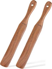 2 Pack Wooden Spurtle for Sourdough Starter, Mixing, Reaching Bottom of Jar, Dou