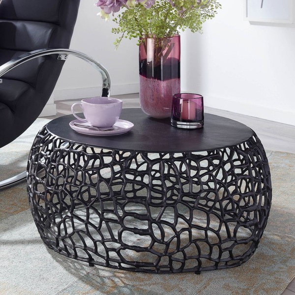 Couchtisch FineBuy Metall Sofatisch Ø 66 Cm Tisch Wohnzimmertisch Rund Schwarz-image