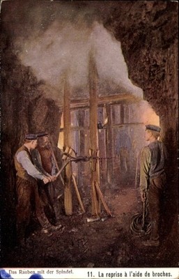 Ak Das Rauben mit der Spindel, Bergleute bei der Arbeit - 4674281