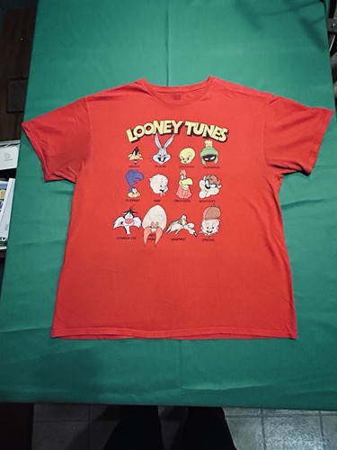 Looney Tunes Red Multi 90’s Characters Short Sleeve Shirt Mens Size XL Free Ship