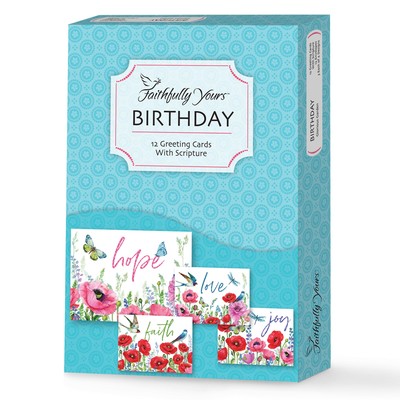Faith Based Birthday Cards Boxed Set with KJV Scriptures Floral Designs