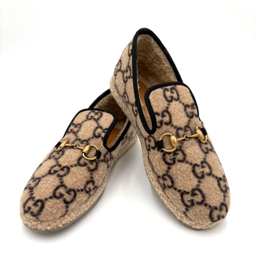 GUCCI Women's Loafers Horsebit GG Wool Brown Size:35.5/JP:22.5 147842K Authentic thumbnail 11