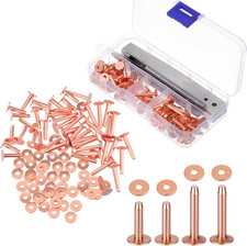 100Pcs Copper Rivets Kit for Leather 9 12 with Setter Hole Punch Belts Crafts
