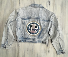 Vintage LA Gear Womens Denim Jean Jacket Sequins Cropped 80s 90s Los Angeles SM