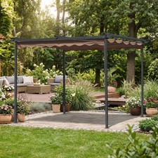 G. DEL RE Pergola da Esterno in Acciaio/Poliestere 3x3 mt Ecrù