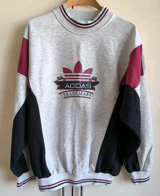 Vintage Adidas Originals 80-90s Sweatshirt Crewneck Jumper Jacket  Grey/Black/Red