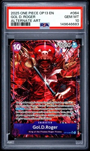 2025 ONE PIECE OP13-CARRYING ON HIS WILL ALTERNATE ART #064 GOL D. ROGER PSA 10