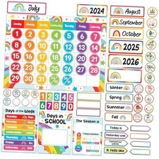 147 Pcs Cutouts Rainbow Classroom Calendar Bulletin Board Set  Educational