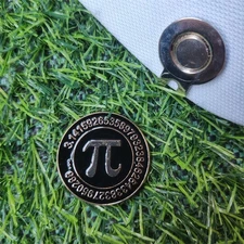 3.1415 pi π Metal Golf Ball Marker With Magnetic Hat Clip