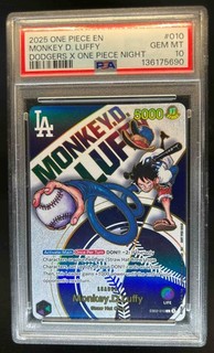 2025 One Piece EN Monkey D. Luffy Dodgers x One Piece Night #EB02 010 PSA 10
