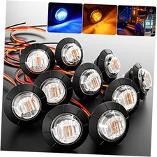 3/4" Round Trailer Marker LED Lights Amber to Blue Amber-Blue Clear Lens