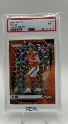 2024 Prizm Bo Nix Orange Laser Prizm  Football RC #309 PSA 9 Broncos NFL