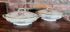 Elegant Antique J.P. Limoges France Rose Gold Serving Bowl w/Lid - Set of 2 EUC