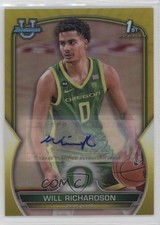 2022 Bowman U Chrome Prospect Yellow Refractor 75/75 Will Richardson Auto 10qe