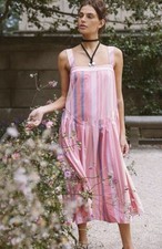 Free People Primavera Reversible Striped Midi Dress Strawberry Combo Size Medium