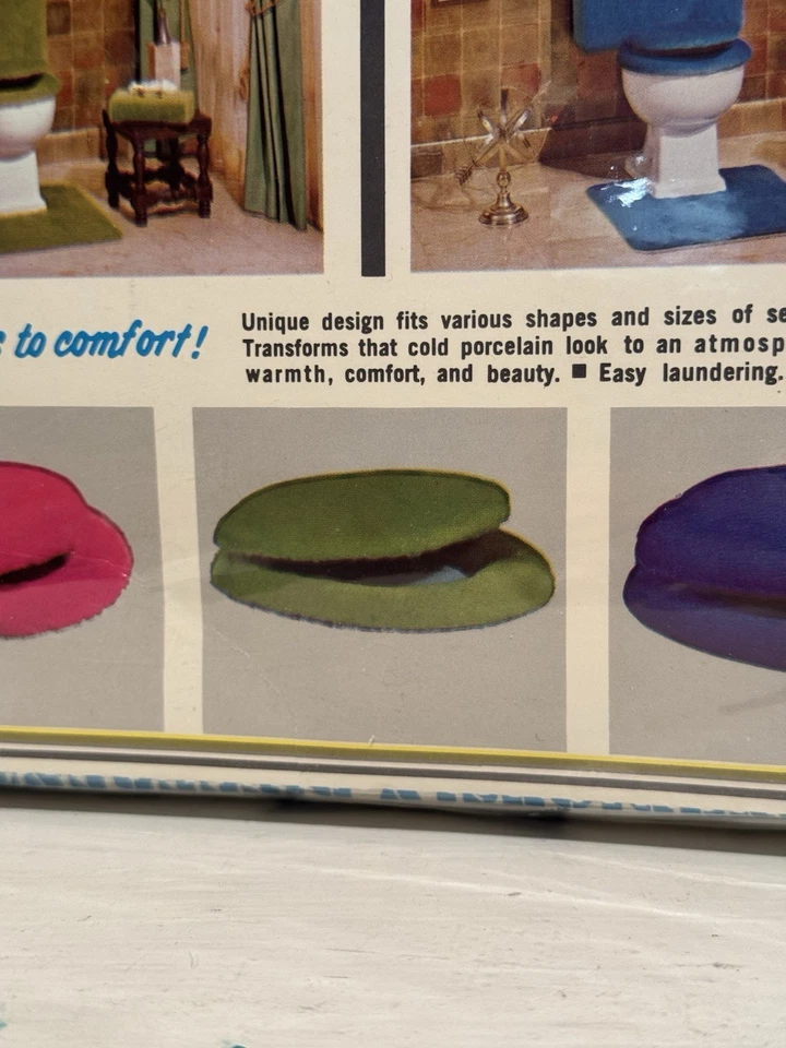 Vintage Penneys Green Shag Toilet Cover 2-Piece Seat Lid NOS 1960s Fashion Manor - Image 4 of 4