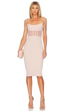 Nookie Sade Mesh Midi Dress Nude Beige Bodycon Corset XS NWT $279