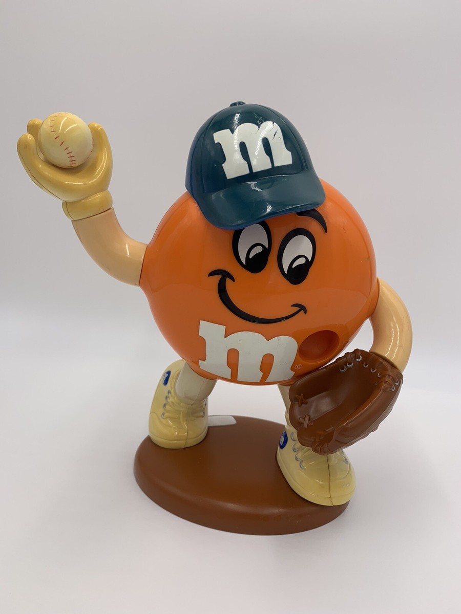 Vintage 1991 90s M&M Candy Dispenser ORANGE Blue Hat
