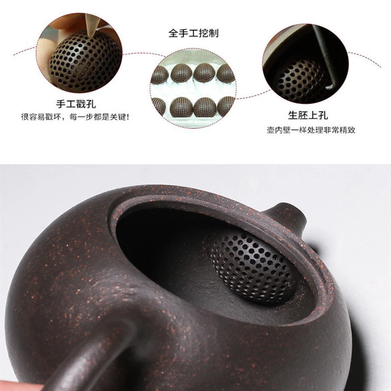 Tetera hecha a mano de 6,8 oz Yixing Zisha Clay Master Xishi Pot cesta agujeros infusores Foto 2 de 4