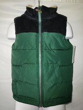 NWT Boys Kids Carters Size 5T Green Puffer Vest Full Zip Sherpa Lined Corduroy