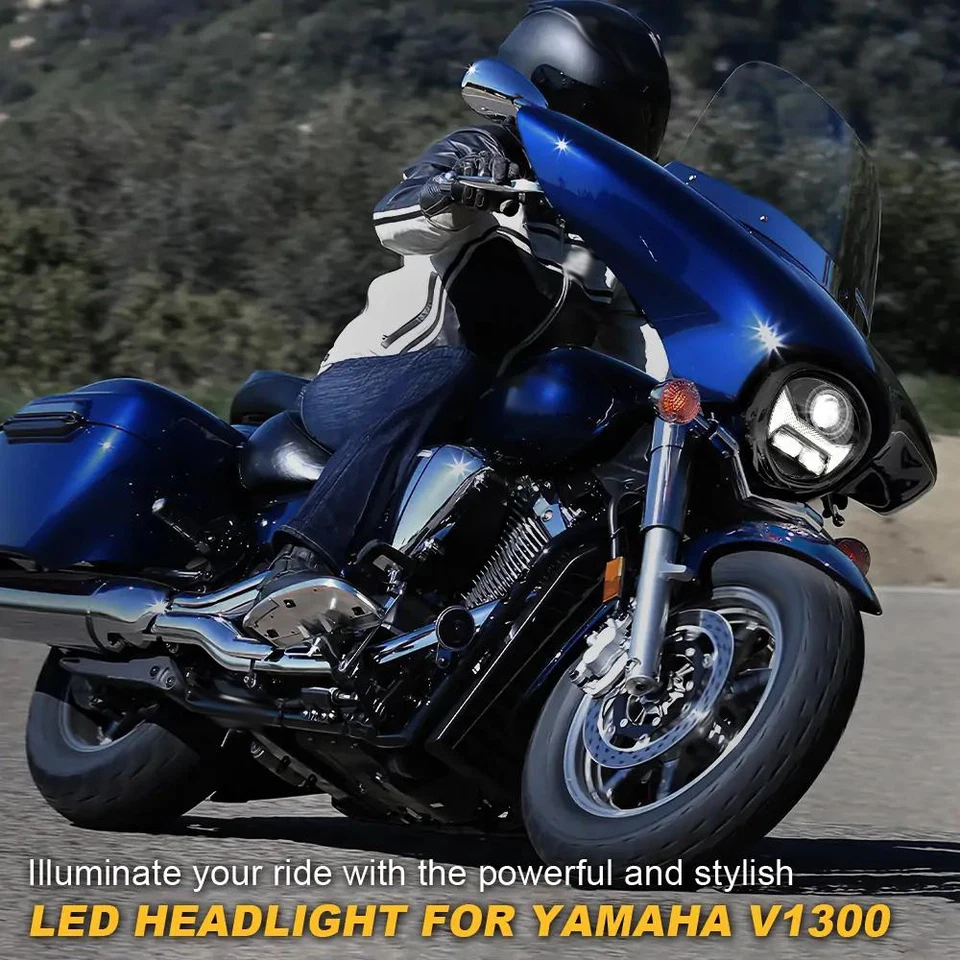 Faro LED PUNTO con halo DRL para moto Yamaha V STAR 1300 XVS 1300CT Foto 3 de 4