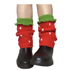 Red Strawberry Leg Warmers, Flare Leg Thick Winter Leg Warmers, Cute Fruit Sock