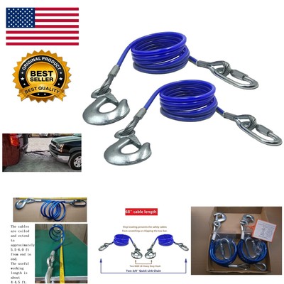 Dependable 68-Inch Towing Safety Cables for Secure Trailer Connection - Pair