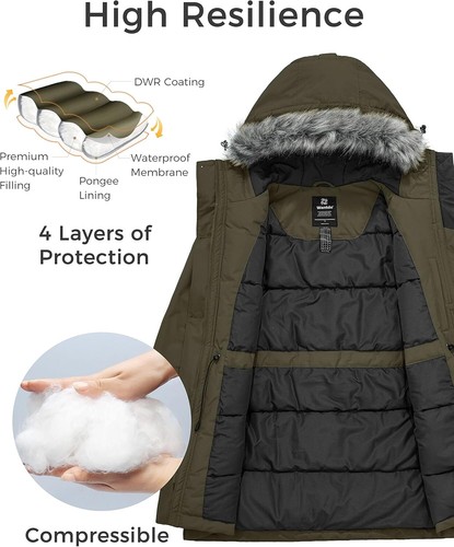 Wantdo Women's Winter Warm Puffer Coat Water Resistant Outdoor Jacket Windproof - Picture 3 of 6