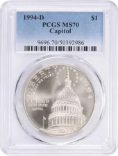 1994-D Capitol Dollar Commemorative MS70 PCGS Mint State 70