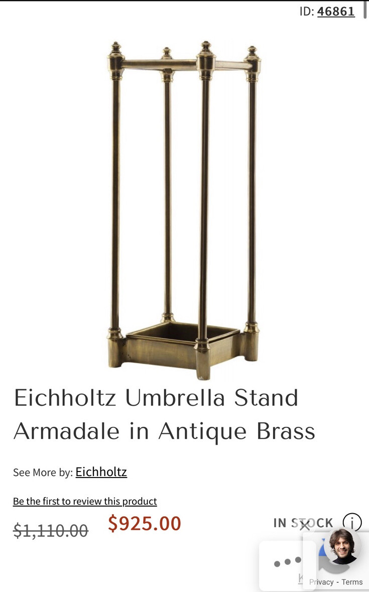 Eichholtz Umbrella Stand Armadale in Antique Brass