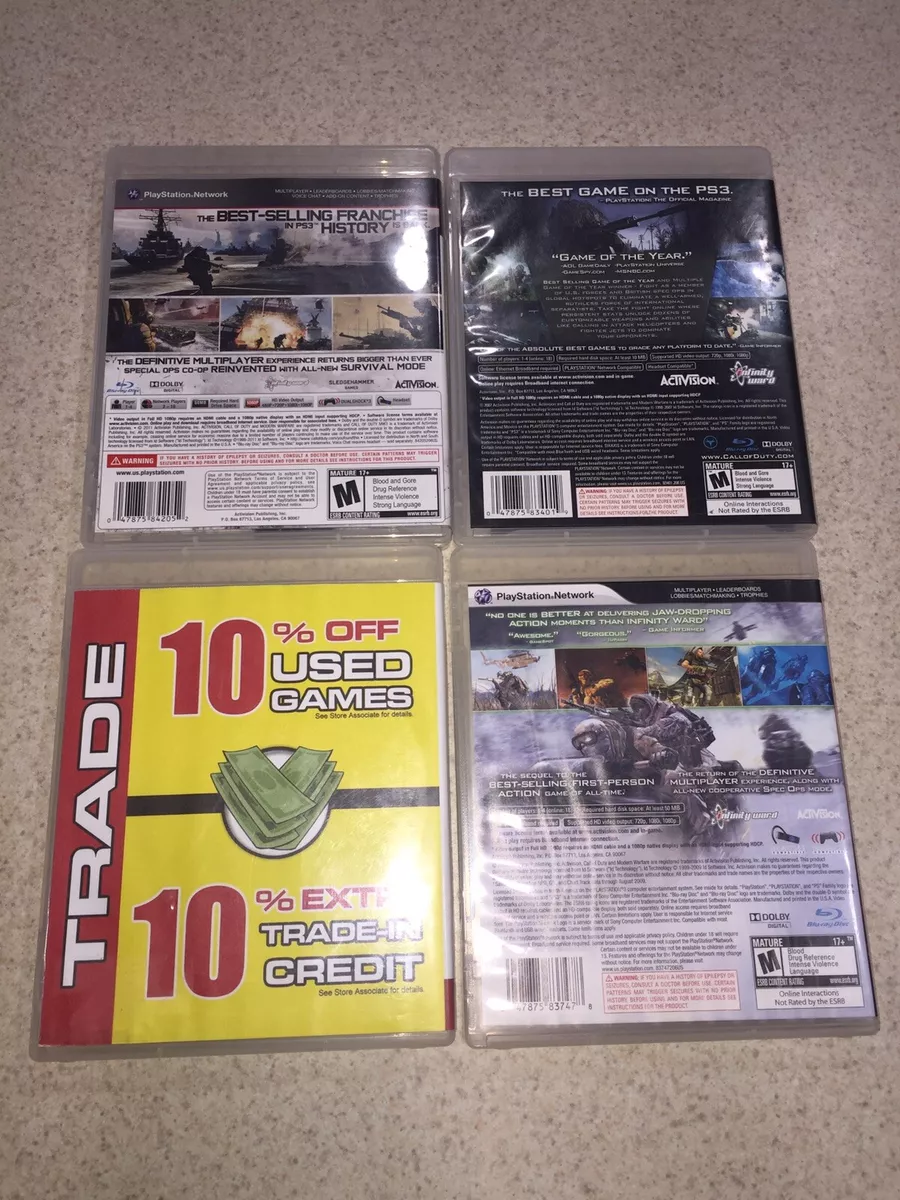 4 SONY PS3 GAMES CALL OF DUTY BLACK OPS MODERN WARFARE 2 & 4 & ASSASSINS  CREED 3