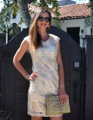 metisu lace dress Metisu Champagne Sequins Lace Dress