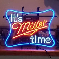 US STOCK It's Miller Time Miller Lite Beer 17"x14" Neon Sign Lamp Light Glass